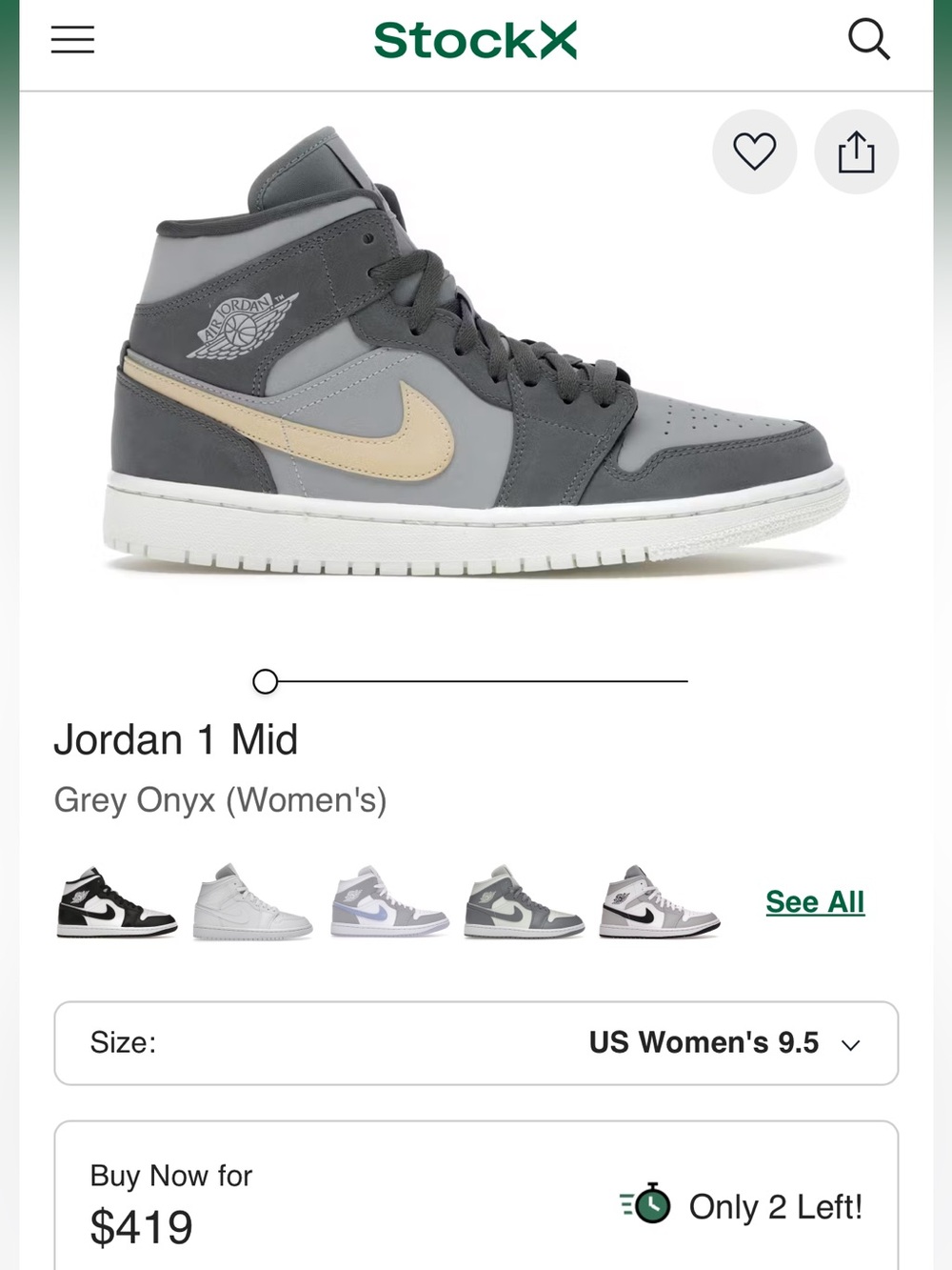 Jordan 1 Mid - Grey Onyx Sneakers